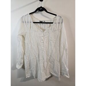 Eddie‎ Bauer Women's Blouse Medium Embroidered Peasant Boho Cottagecore Whimsy